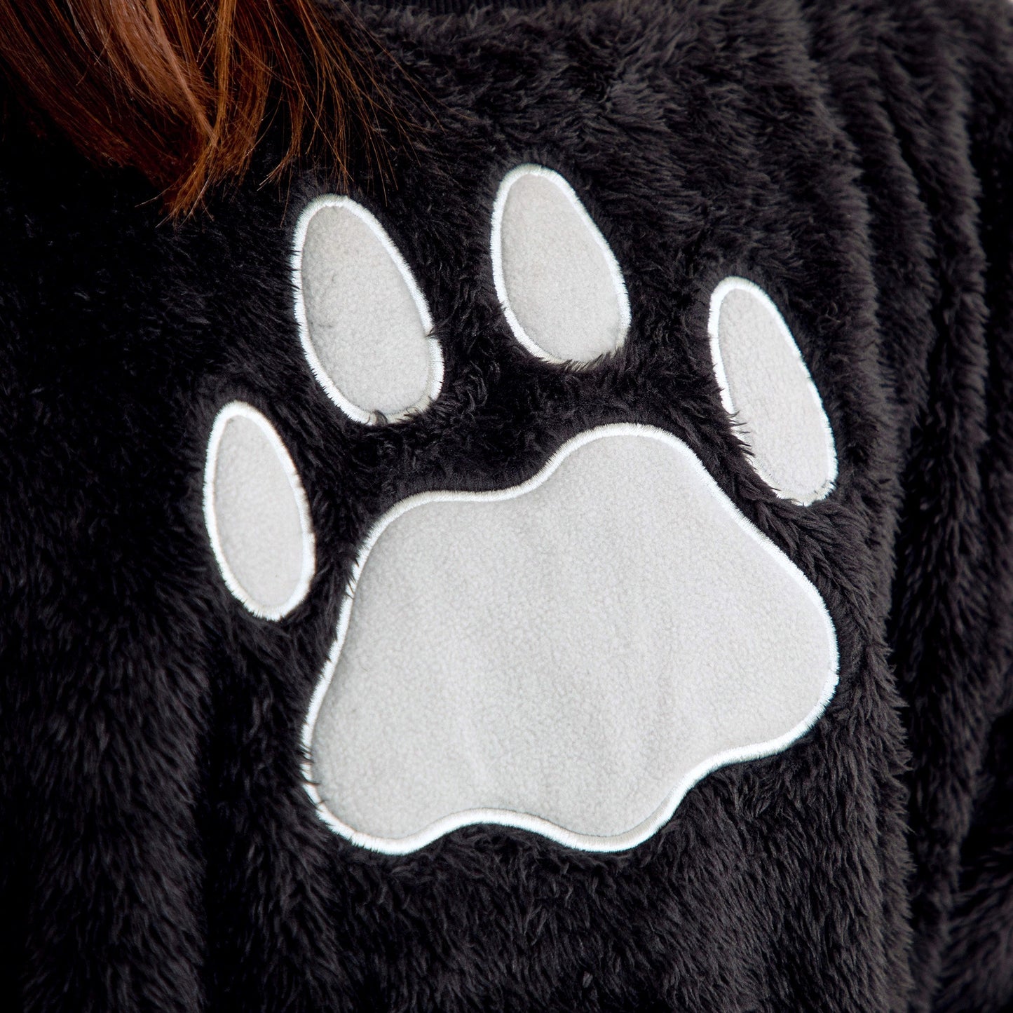 Sherpa Fleece Paw Print Crewneck Pullover