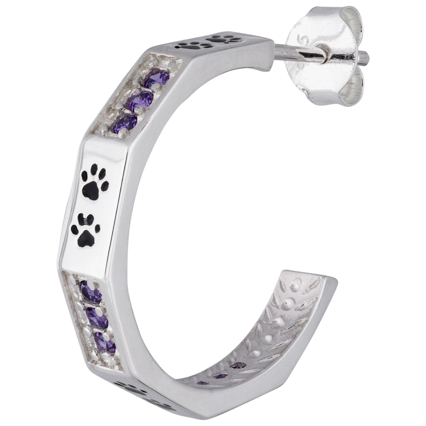 Paws & Crystals Sterling Hoop Earrings