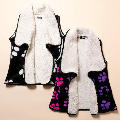 Paw Print Sherpa Fleece-Lined Vest