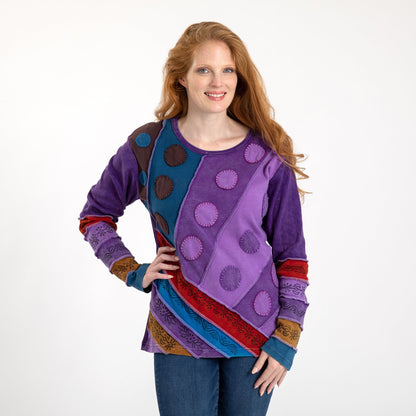 Diagonal Rays Long Sleeve Top | Handmade, Fair Trade