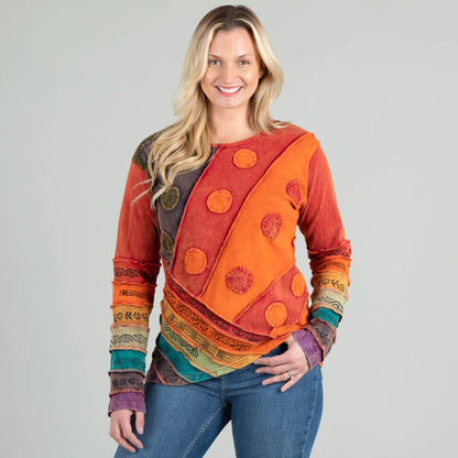 Diagonal Rays Long Sleeve Top | Handmade, Fair Trade