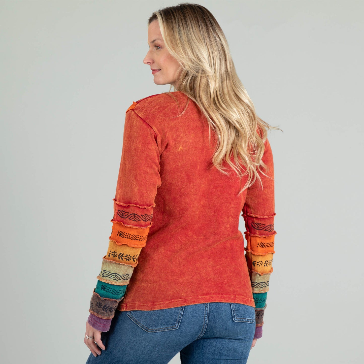 Diagonal Rays Long Sleeve Top | Handmade, Fair Trade