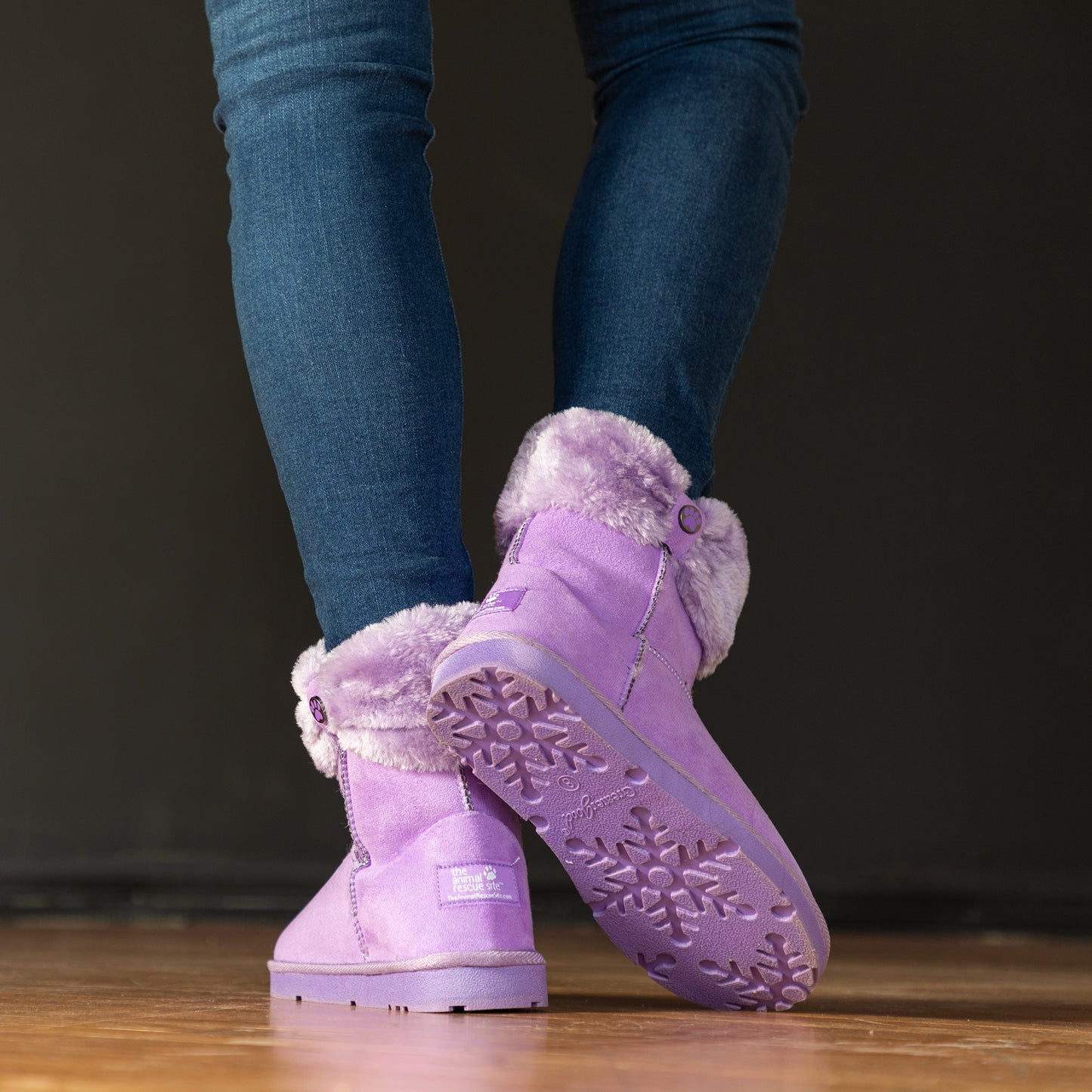 Plush Paw Print Slip-On Ankle Boots