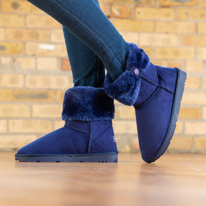 Plush Paw Print Slip-On Ankle Boots