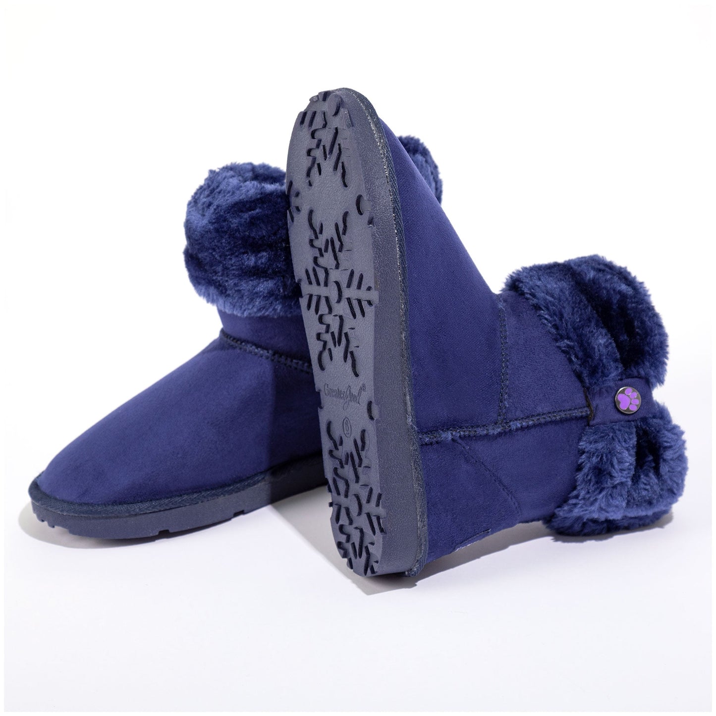 Plush Paw Print Slip-On Ankle Boots