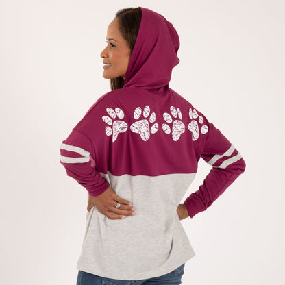 Distressed Paw Long Sleeve Hooded Tee