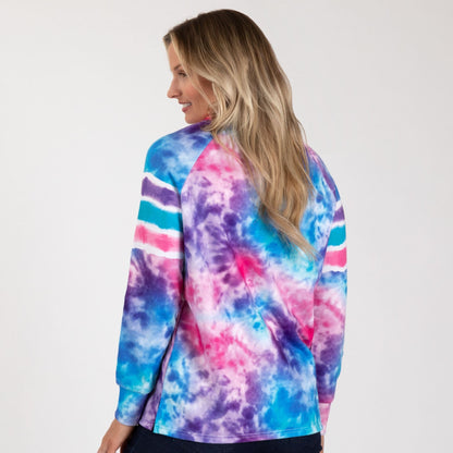 Paw Tie-Dye Stripe Lightweight Crew Sweatshirt