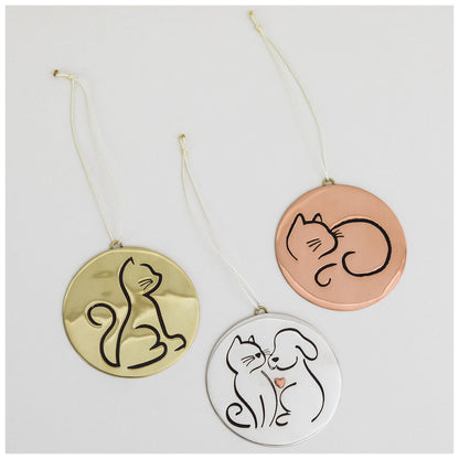 For the Love of Cats Mixed Metal Ornaments - Set of 3