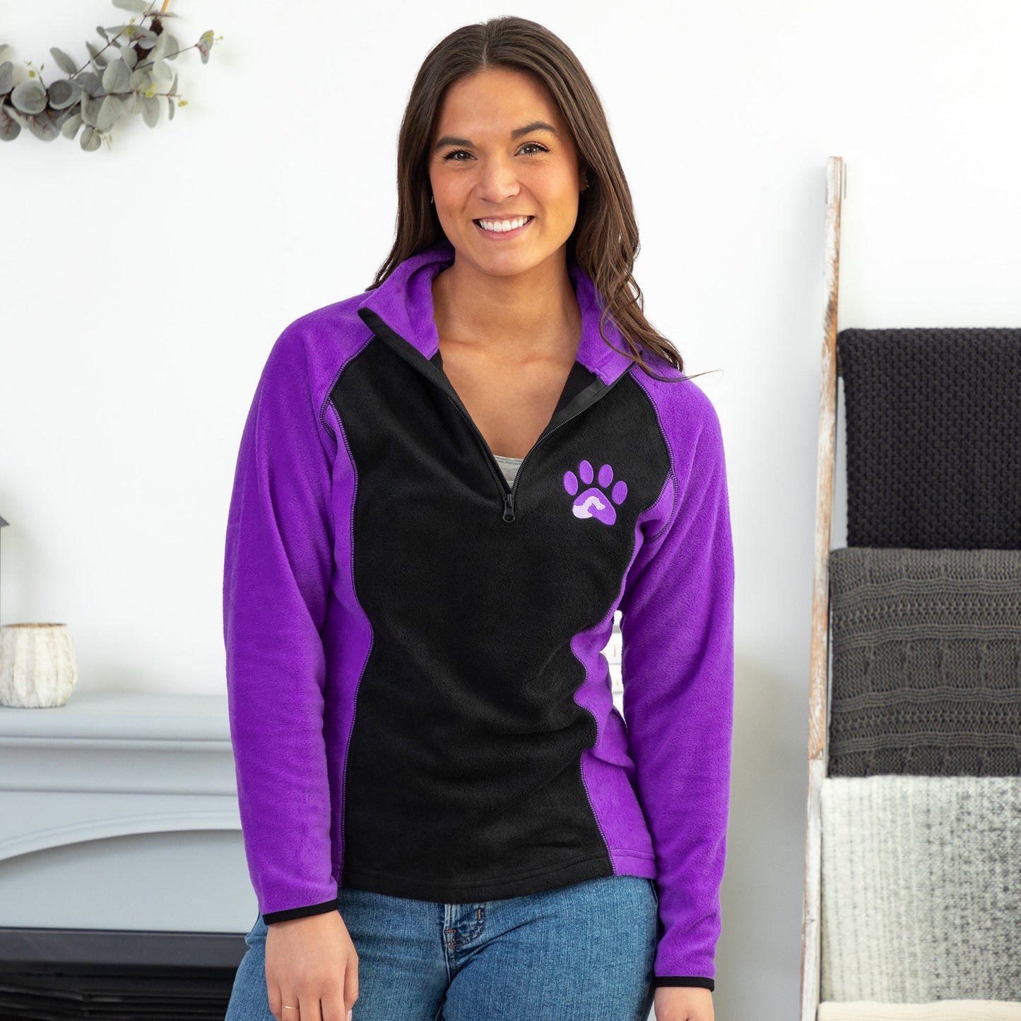 Paw Print Polar Fleece Quarter Zip Pullover