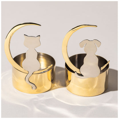 Moonlight Pet Mixed Metal Candle Holder