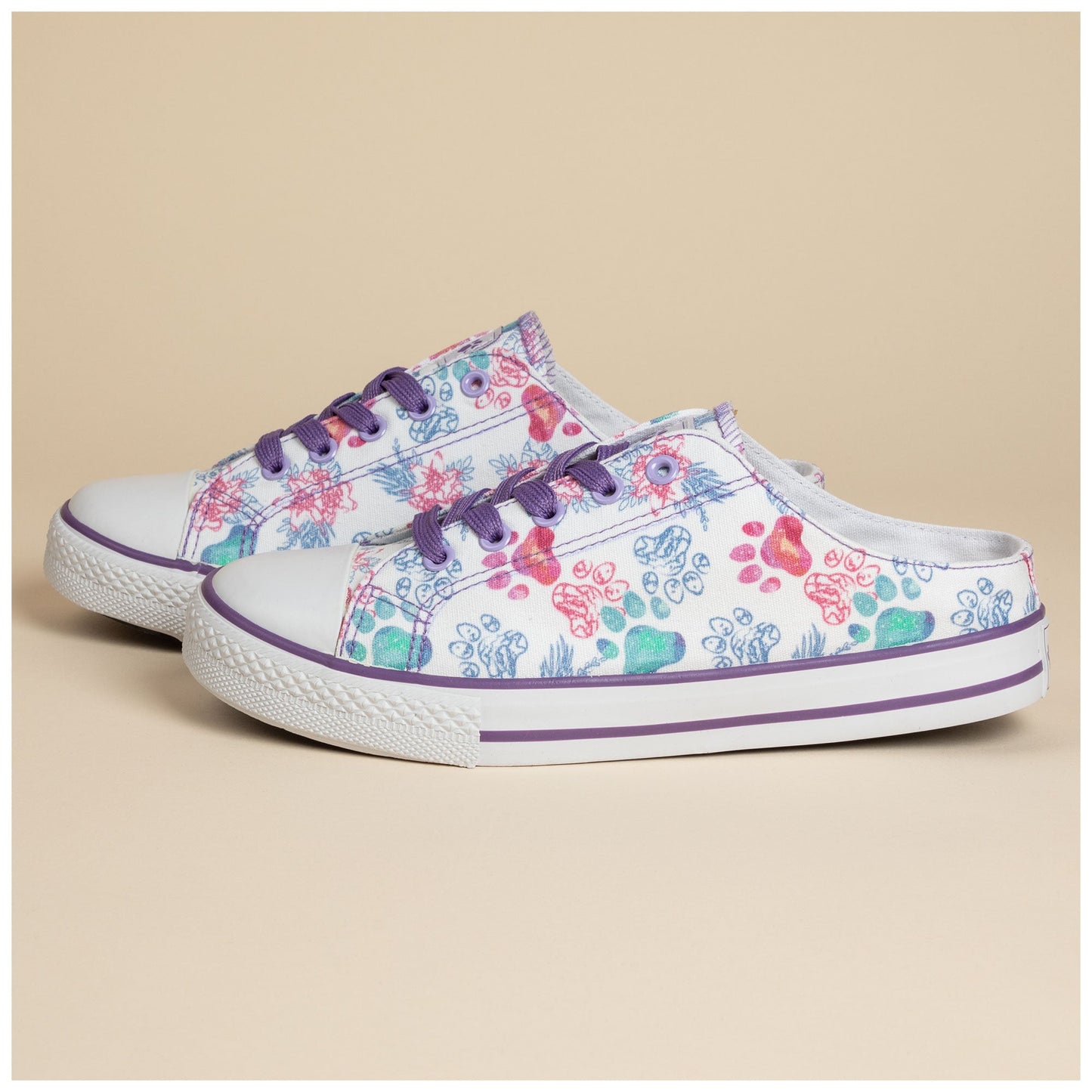 Paw Print Canvas Slip-On Sneakers