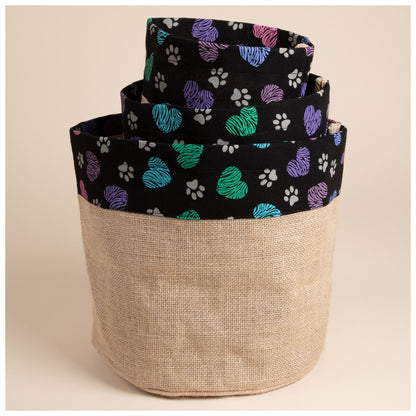 Hearts & Paws Jute Storage Baskets - Set of 3