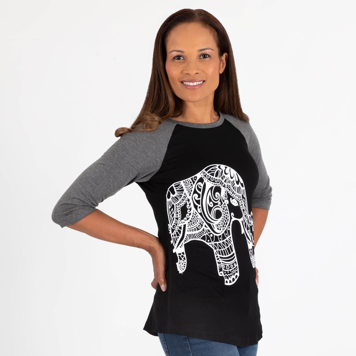 Henna Elephant Baseball Tee