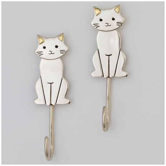 Pretty Cat Mixed Metal Wall Hook - Set of 2