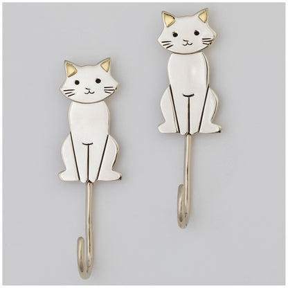 Pretty Cat Mixed Metal Wall Hook - Set of 2