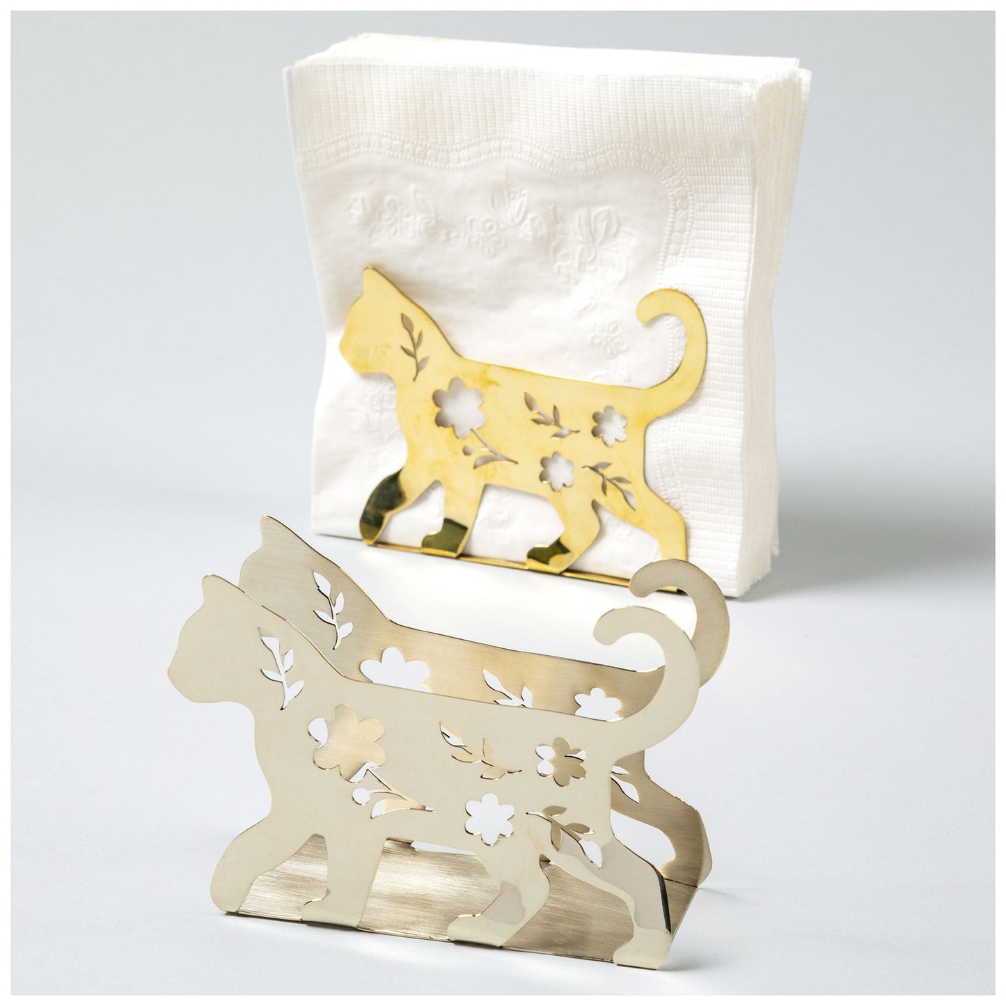 Fancy Cat Mixed Metal Napkin Holder