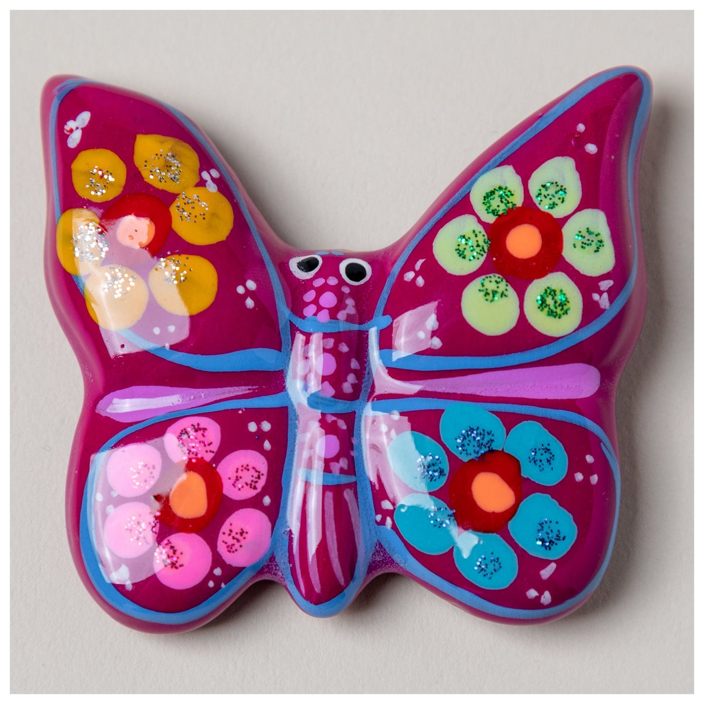 Hand-Painted Ceramic Butterfly Magnet