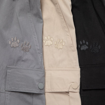 Paw Print Cargo Canvas Shorts