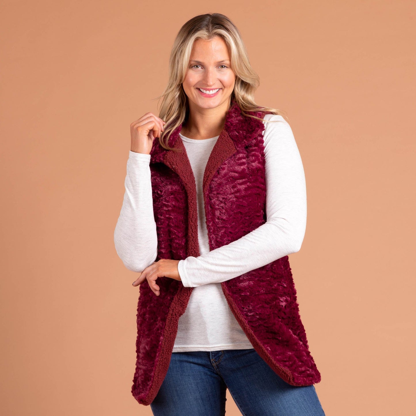 Faux Fur Fleece-Lined Vest