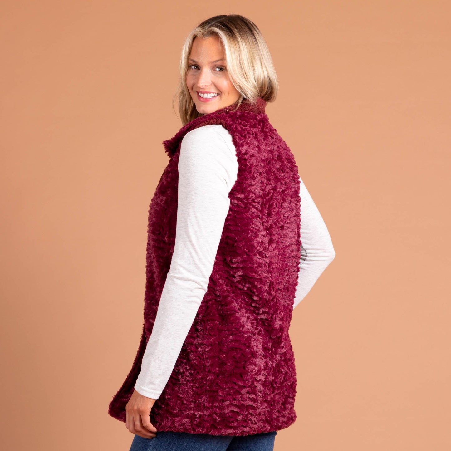 Faux Fur Fleece-Lined Vest