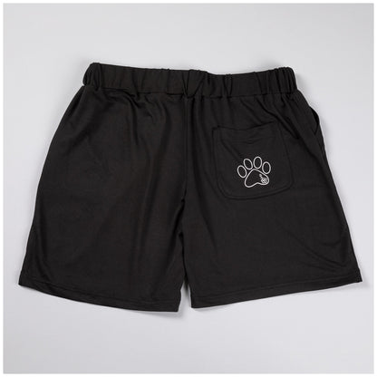 Women's Black Drawstring Paw Bermuda Shorts