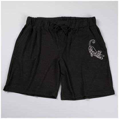 Women's Black Drawstring Paw Bermuda Shorts