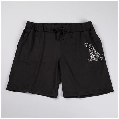 Women's Black Drawstring Paw Bermuda Shorts