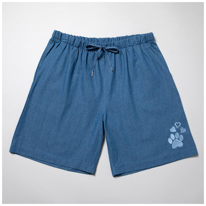 Women's Paw Print Denim Shorts