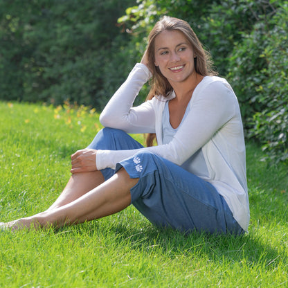 Denim Paw Print Capri Pants