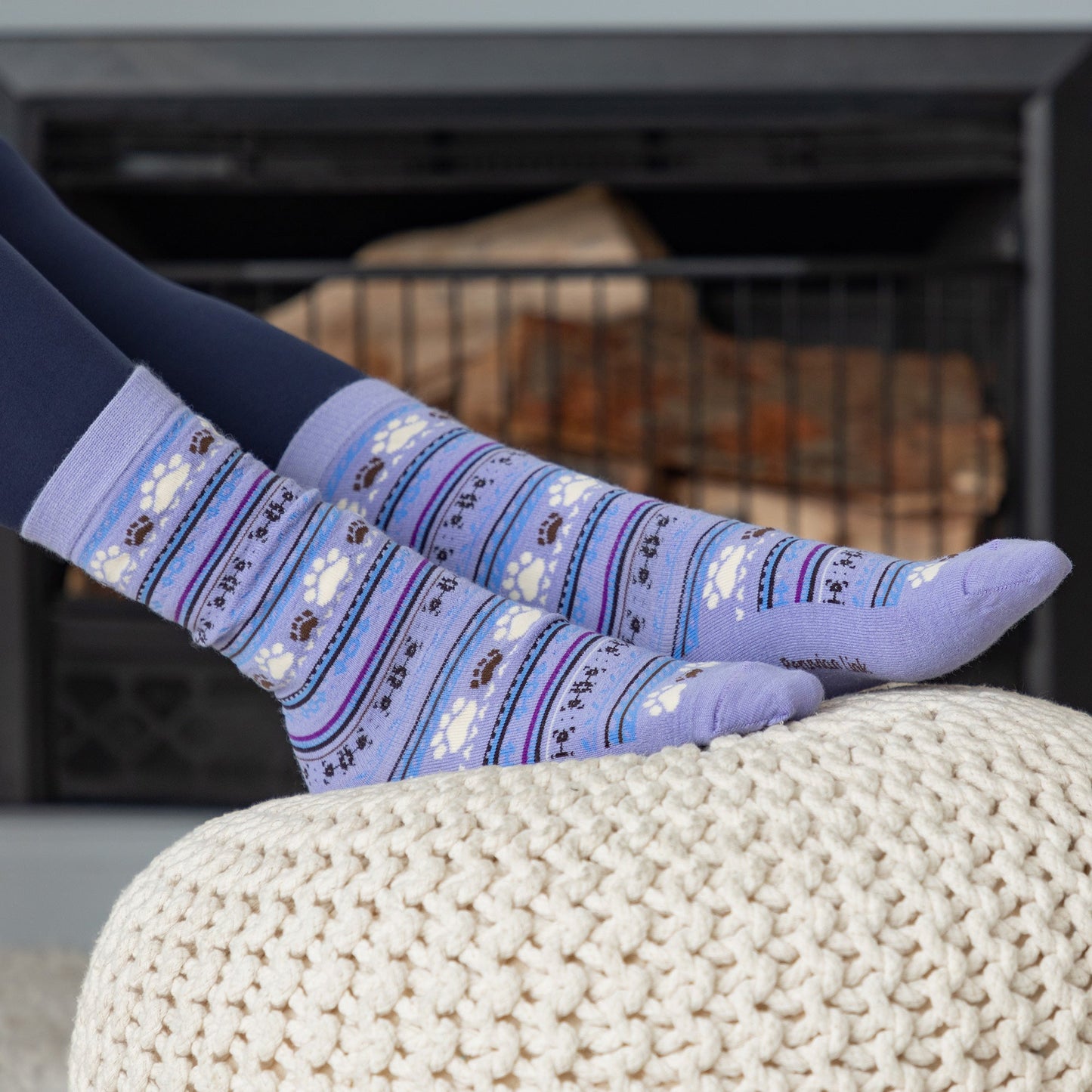 Paw Print Alpaca Crew Socks