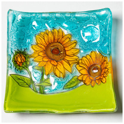 Hand Painted Flowers Recycled Glass Dish