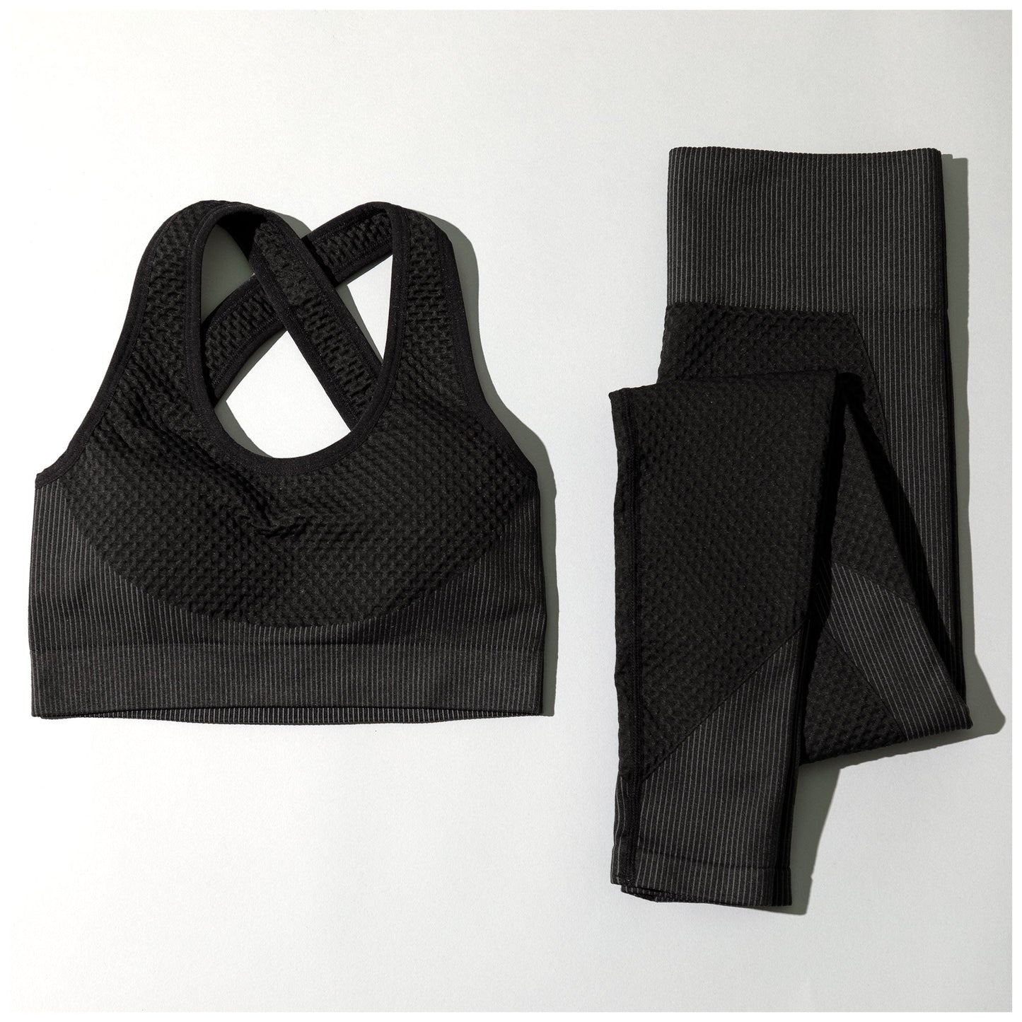 Textured Leggings & Sports Bra Activewear Set