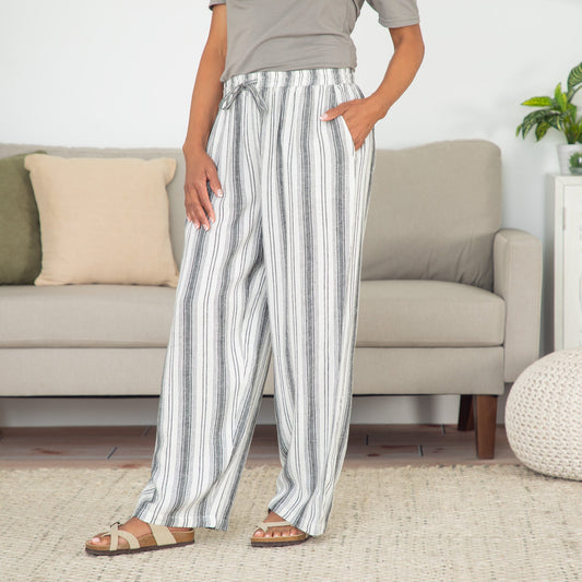 Women's Striped High-Rise Wide-Leg Pants