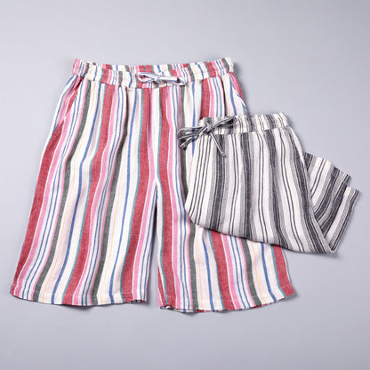 High-Rise Striped Shorts with Drawstring