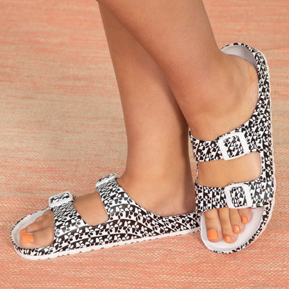 Paw Print Double Buckle Slide Sandals