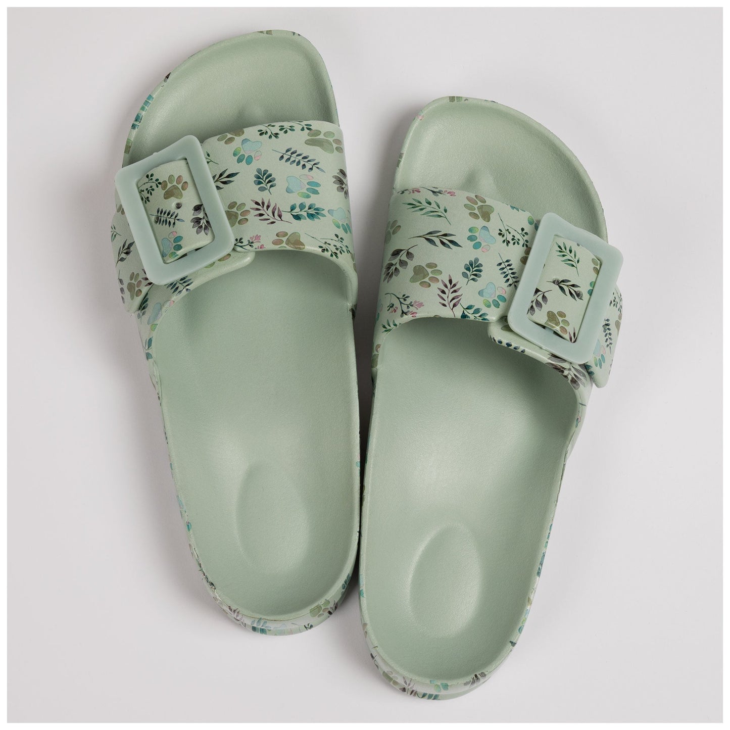 Paw Print Single Buckle Slide Sandals