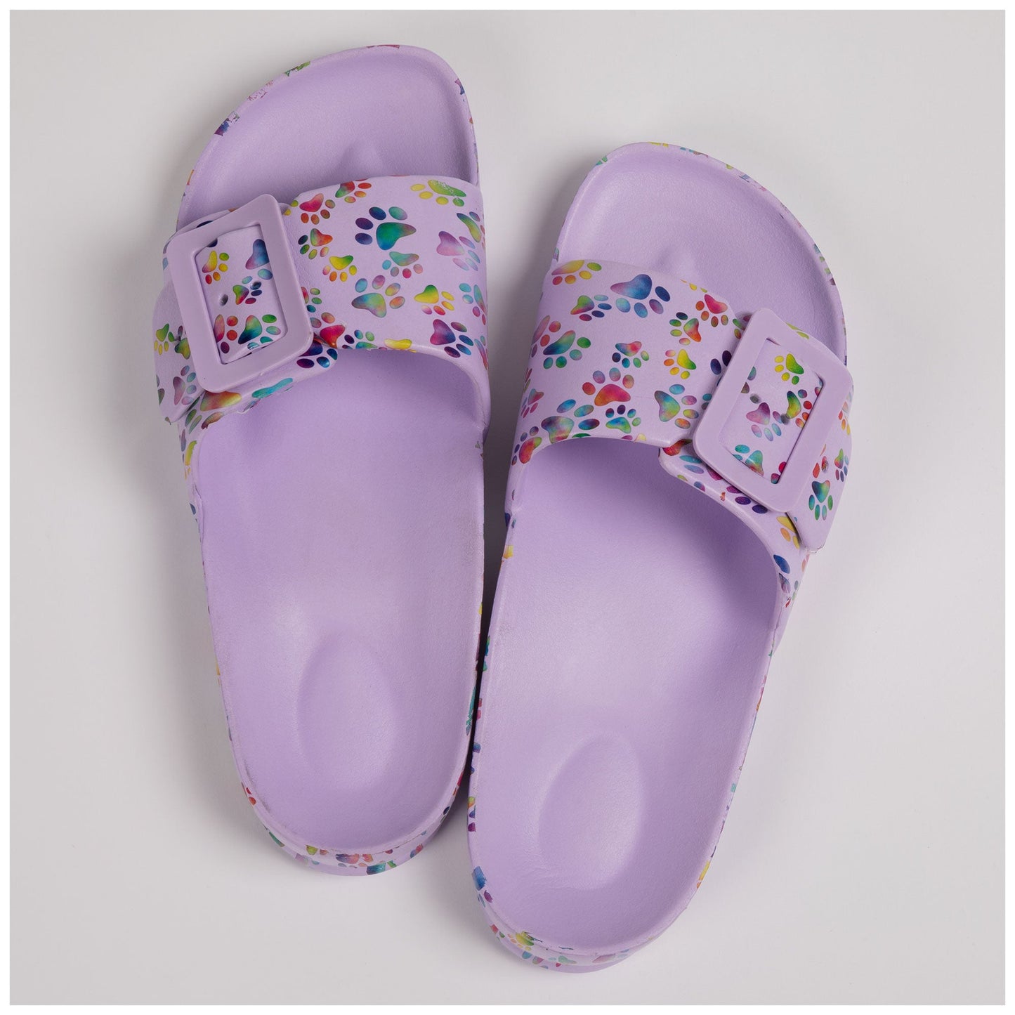 Paw Print Single Buckle Slide Sandals