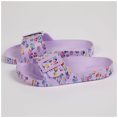 Paw Print Single Buckle Slide Sandals