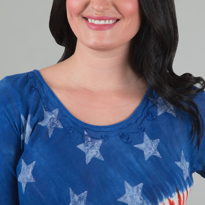 Diagonal Stars & Stripes Short Sleeve Tunic