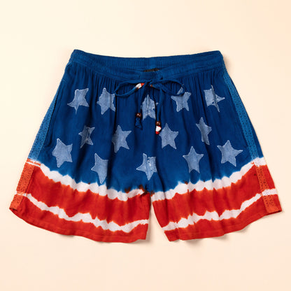 Stars & Stripes Hand Dyed Drawstring Shorts