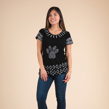 Black Paw Print Short Sleeve Tee