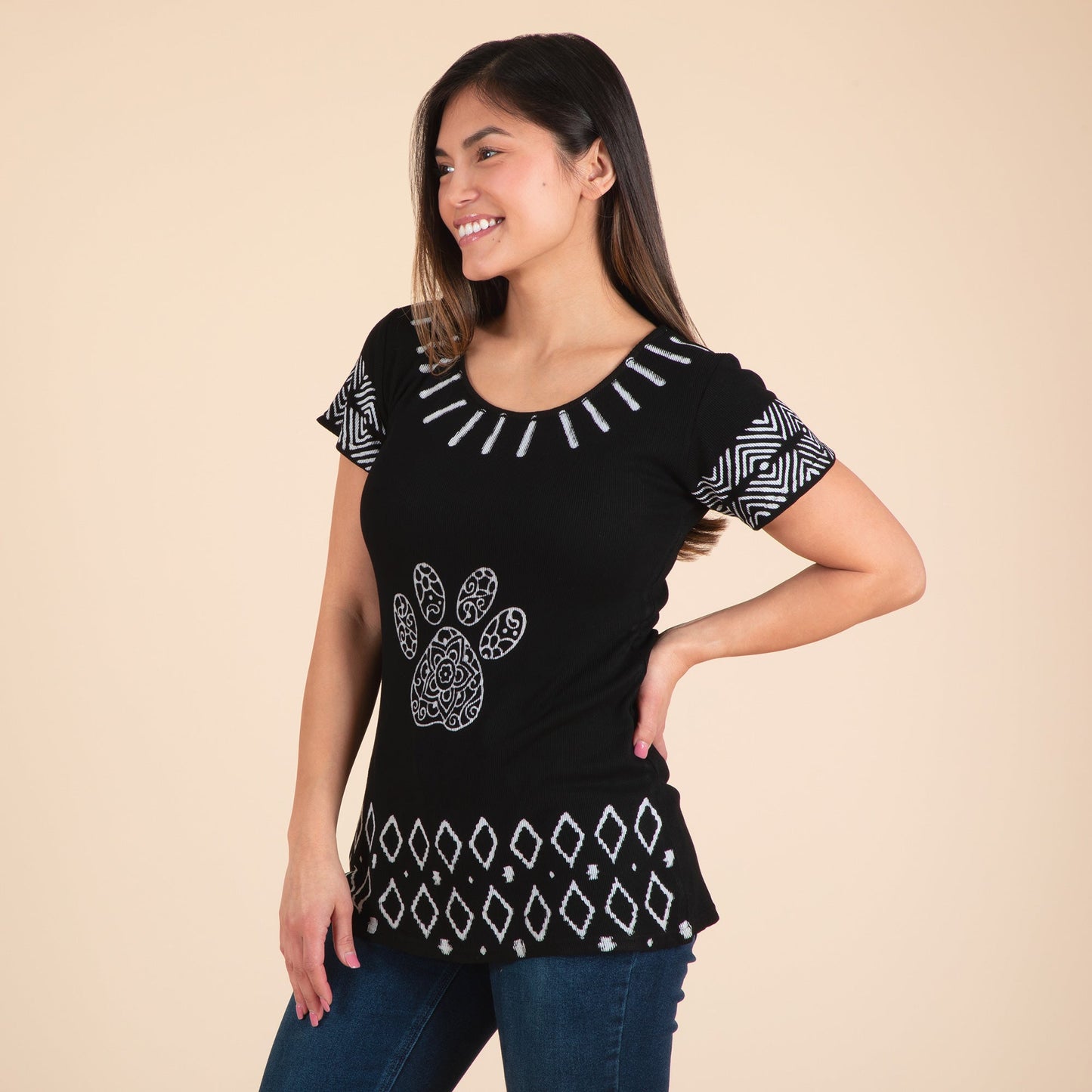 Black Paw Print Short Sleeve Tee