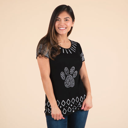 Black Paw Print Short Sleeve Tee