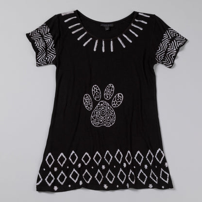 Black Paw Print Short Sleeve Tee