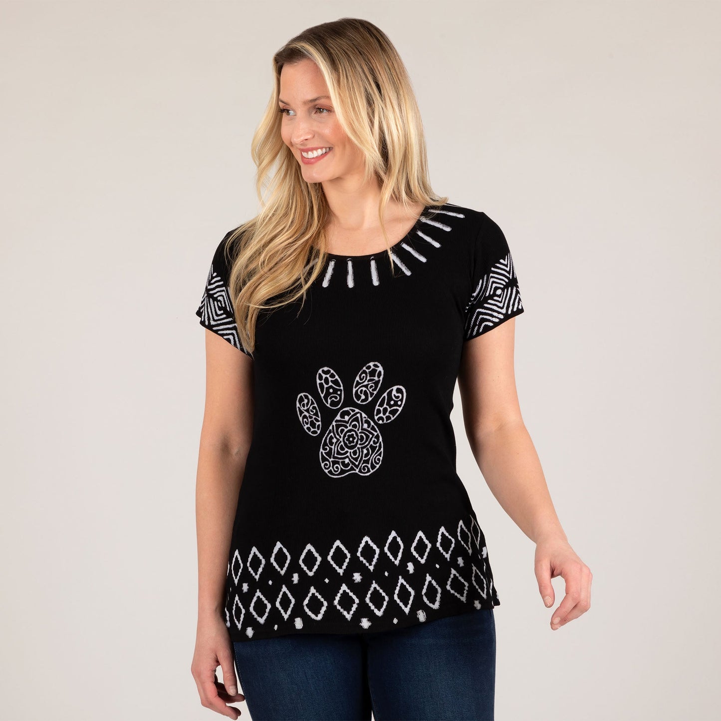 Black Paw Print Short Sleeve Tee