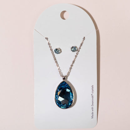 Swarovski Tear Drop Necklace & Post Earrings