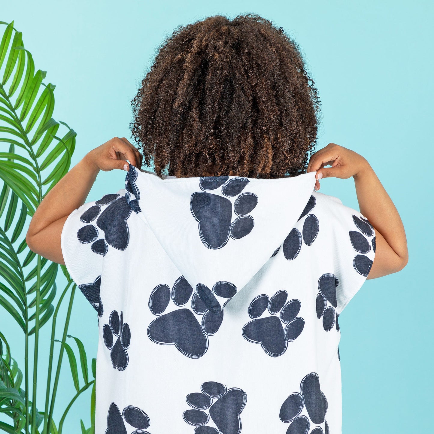 Paw Print Beach Towel Poncho