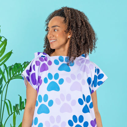 Paw Print Beach Towel Poncho