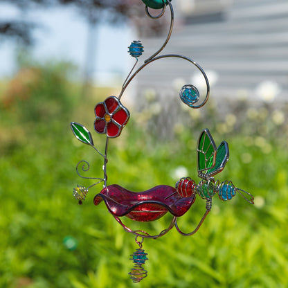 Stained Glass Decorative Hummingbird Feeder