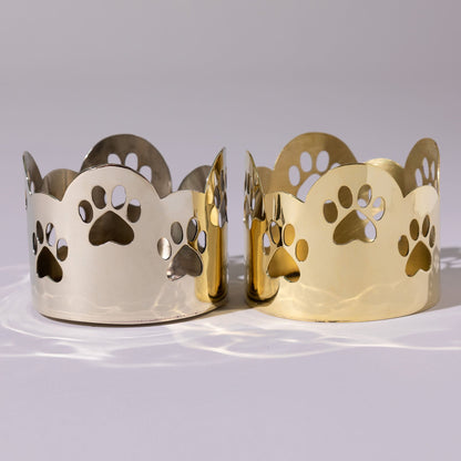 Paw Print Mixed Metal Candle Holder